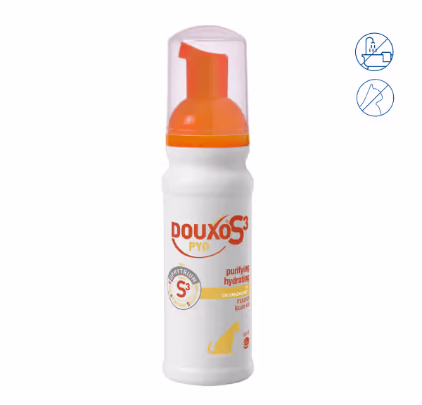 46-06-DouxoS3-Pyo-Mousse-150ml.png Αφρός για Σκύλους Douxo S3 Pyo Antiseptique 150ml για το Δέρμα - Image 1