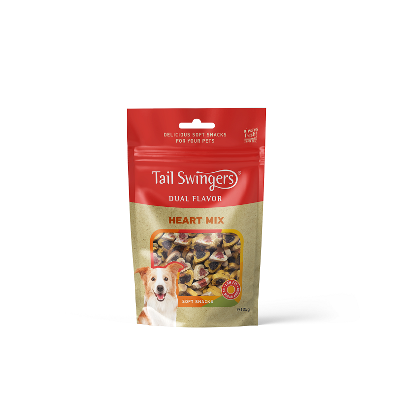 1371-T Λιχουδιά Σκύλου Tailswingers Dual Flavor Soft Heart Mix 125gr με Κρέας και Ψάρι - Image 1