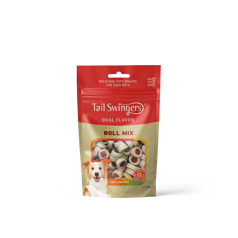 Λιχουδιά Σκύλου Tailswingers Dual Flavor Soft Roll Mix 125gr με Κρέας και Ψάρι