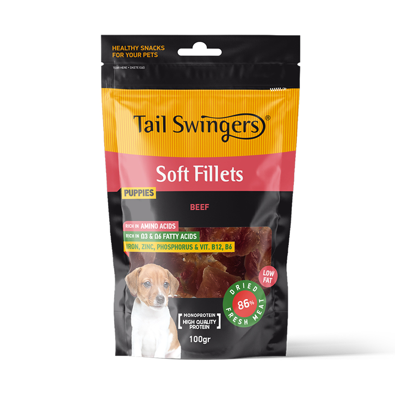 11243 Λιχουδιά Tailswingers Puppy Pure Beef Soft Fillets 100gr για Κουτάβια - Image 1
